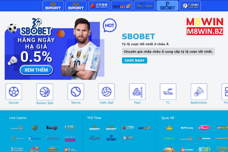 Sảnh cá cược thể thao SBOBET tại nhà cái M8Win